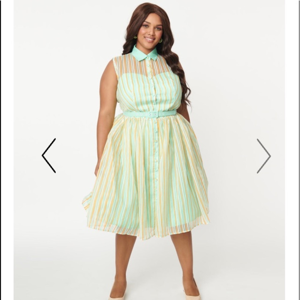 BNWT Unique Vintage Mint stripe dress XL